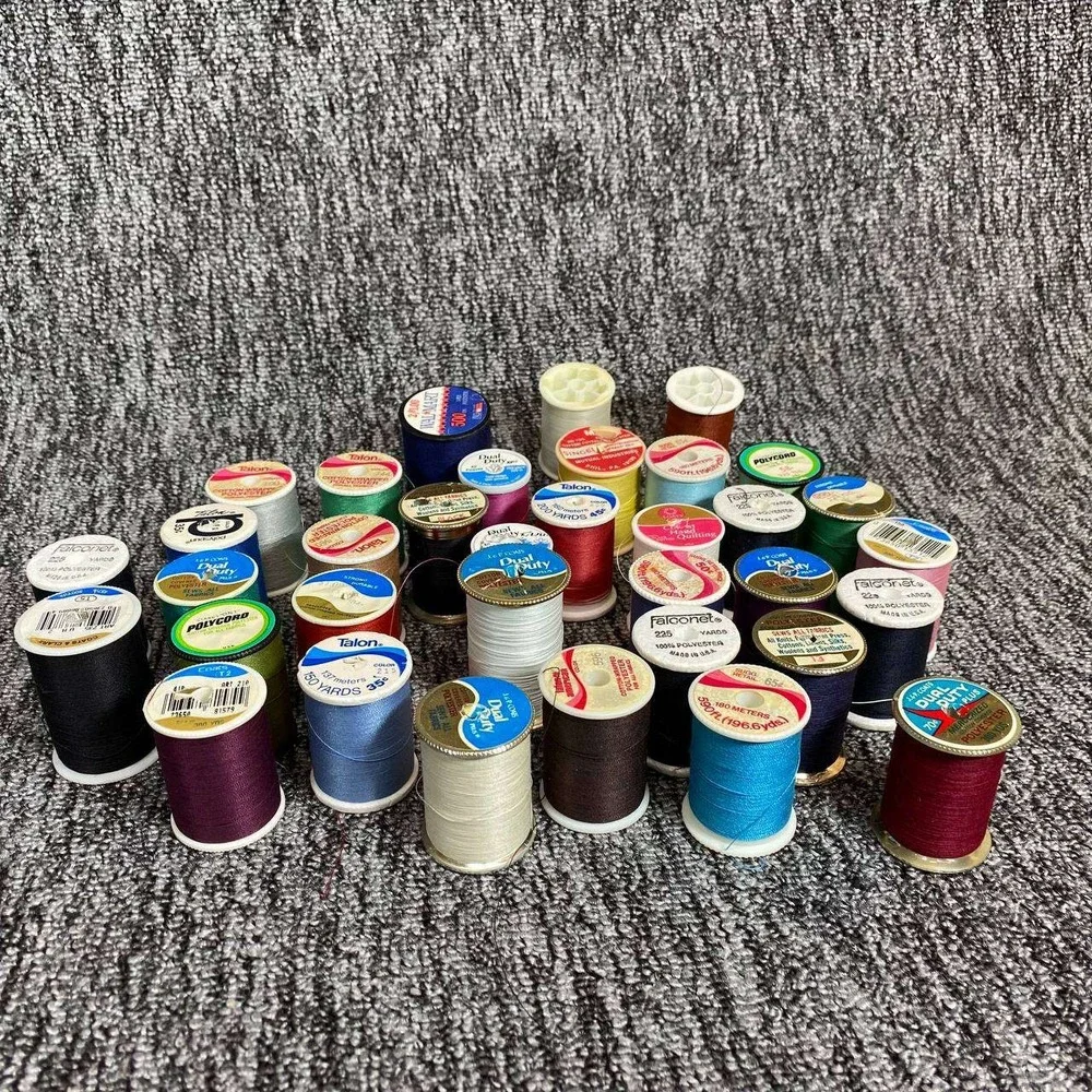 Vintage Mixed Sewing Thread Spools Lot of 36‎ Multicolored Crafting Supplies
